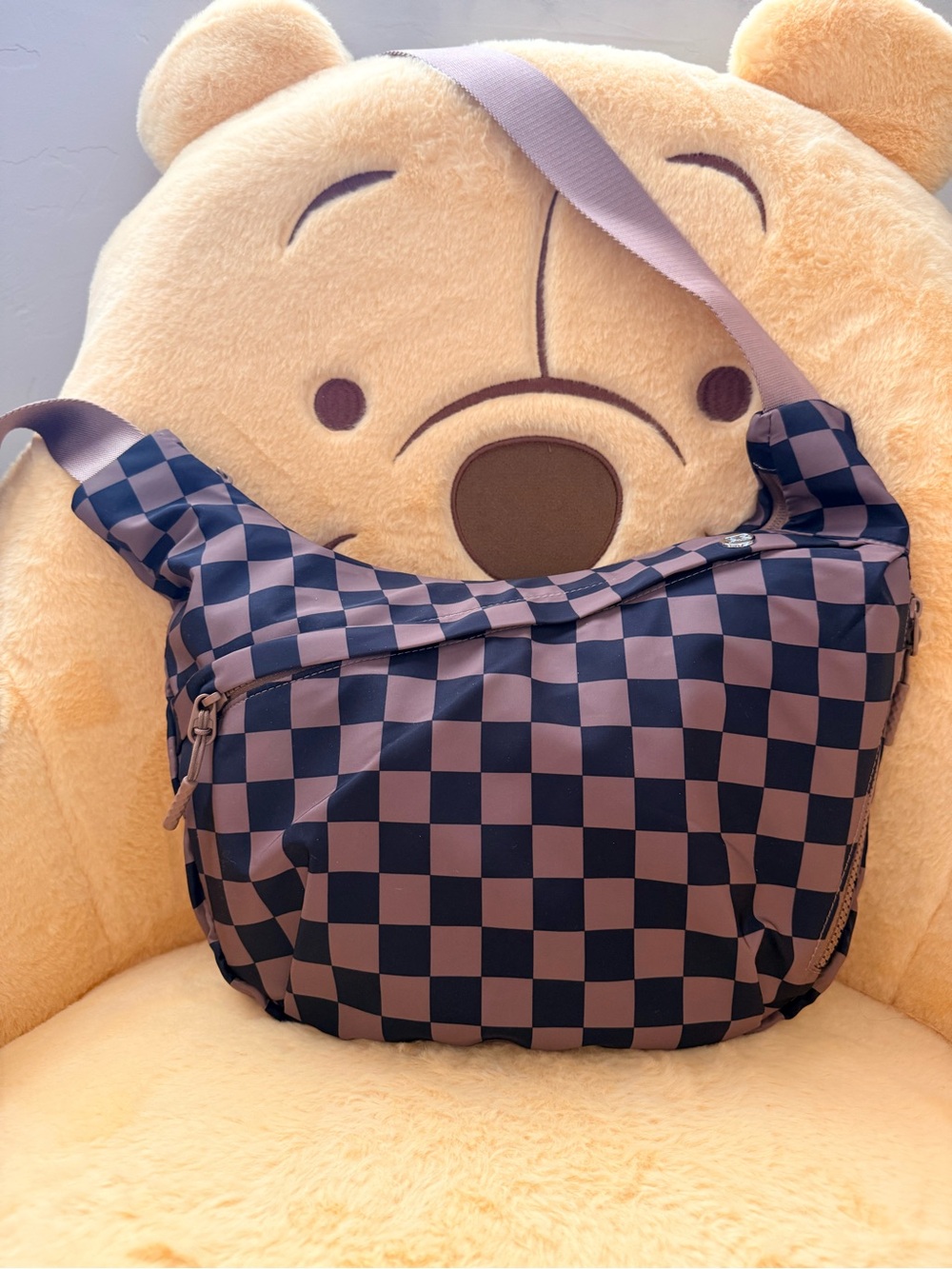 Iris & Rainbow Checkerboard Crossbody Shoulder Bag in Brown & Black